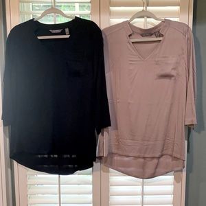 Lisa Rinna Stretch Woven Open-Neck Blouses